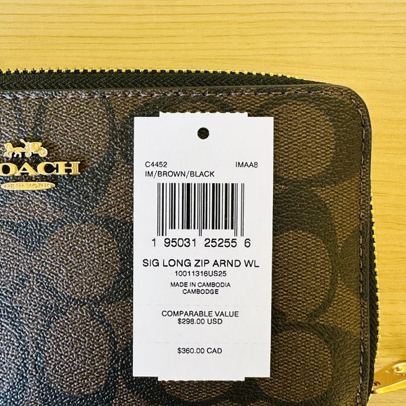 COACH Tatum Carryall Tote/ Zip Wallet Signature Canvas & Leather Brown Black NWT - Picture 14 of 14